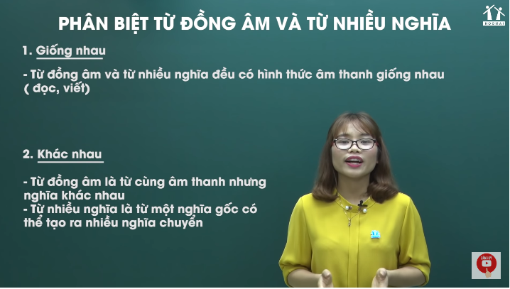 Phân biệt từ đồng âm và từ nhiều nghĩa - Tiếng Việt 5 - Cô Trần Thu Hoa - HOCMAI - Học Tốt Blog
