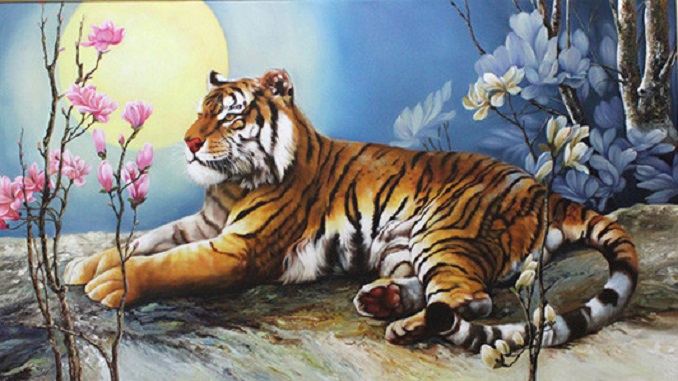 Cùng khám phá tâm trạng đặc biệt của con hổ trong bức tranh tuyệt đẹp này. Được vẽ bằng chất liệu chuyên nghiệp, sự hiểu biết nghệ thuật của nghệ sĩ giúp bạn hiểu rõ hơn về con hổ và tầm quan trọng của nó trong nền văn hóa.